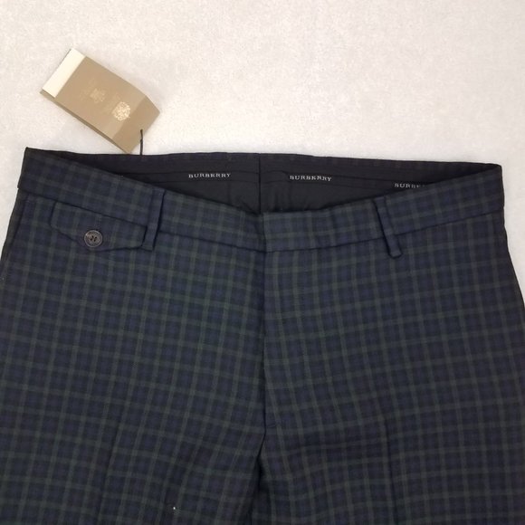 Burberry Men's 40 Soho Tartan Plaid Straight Leg Trousers Pants in Blue/Green - Picture 5 of 16